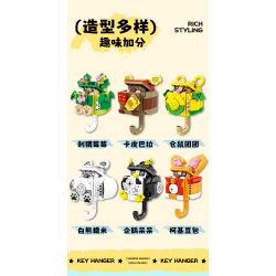 Bozhi 81143 MÓC TREO CHÌA KHÓA THÚ VỊ 6 CƯNG DỄ THƯƠNG HEDGEHOG BERRY CAPIBARA HAMSTER TUANTUAN WHITE BEAR NUOMI PENGUIN DUDE CORGI BEAN BAG bộ đồ chơi xếp lắp ráp ghép mô hình Gear FUN KEY HANGING Đồ Lắp Ghép 729 khối