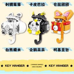 Bozhi 81143 MÓC TREO CHÌA KHÓA THÚ VỊ 6 CƯNG DỄ THƯƠNG HEDGEHOG BERRY CAPIBARA HAMSTER TUANTUAN WHITE BEAR NUOMI PENGUIN DUDE CORGI BEAN BAG bộ đồ chơi xếp lắp ráp ghép mô hình Gear FUN KEY HANGING Đồ Lắp Ghép 729 khối