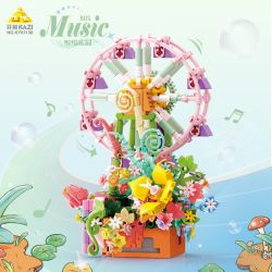 Bozhi 81138 HỘP NHẠC THIÊN ĐƯỜNG ĐẦY MÀU SẮC bộ đồ chơi xếp lắp ráp ghép mô hình FLOWER FERRIS WHEEL MUSIC BOX 364 khối