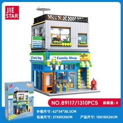 JIESTAR 89117 CỬA HÀNG TIỆN LỢI GIA ĐÌNH bộ đồ chơi xếp lắp ráp ghép mô hình Creator FAMILY SHOP Sáng Tạo 1310 khối