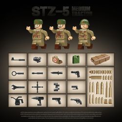 QuanGuan 100289 Quan Guan 100289 XE TĂNG THẾ CHIẾN II MÁY KÉO HẠNG TRUNG STZ-5 bộ đồ chơi xếp lắp ráp ghép mô hình Military Army STZ-5 MEDIUM TRACTOR Quân Sự Bộ Đội 733 khối