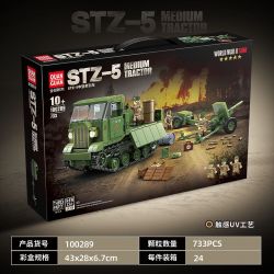QuanGuan 100289 Quan Guan 100289 XE TĂNG THẾ CHIẾN II MÁY KÉO HẠNG TRUNG STZ-5 bộ đồ chơi xếp lắp ráp ghép mô hình Military Army STZ-5 MEDIUM TRACTOR Quân Sự Bộ Đội 733 khối