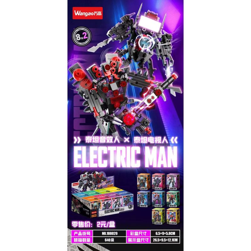 WANGAO 188029 XE ÂM THANH TITAN NGƯỜI ĐÀN ÔNG TRUYỀN HÌNH bộ đồ chơi xếp lắp ráp ghép mô hình Movie & Game ELECTRIC MAN Phim Và Trò Chơi