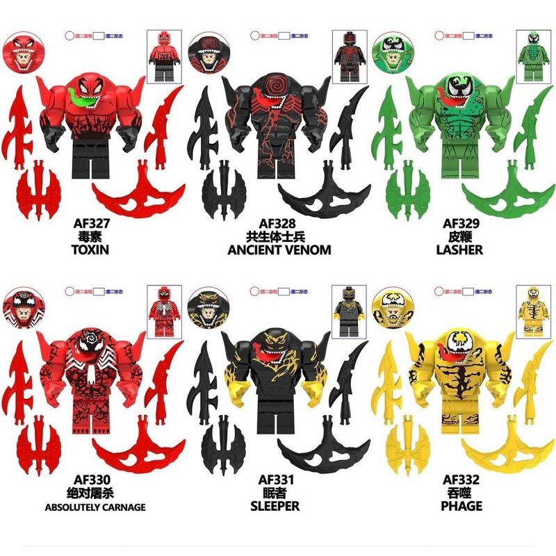NONE AF327 AF328 AF329 AF330 AF331 AF332 NỌC ĐỘC 6 NHÂN VẬT NHỎ bộ đồ chơi xếp lắp ráp ghép mô hình Super Heroes VENOM Siêu Nhân Anh Hùng