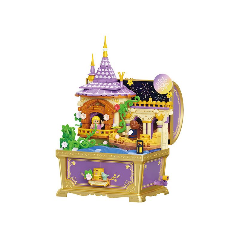 WEKKI 506195 HỘP KHO BÁU ÂM NHẠC NGÀY XỬA XƯA CUỘC HẸN CỦA RAPUNZEL bộ đồ chơi xếp lắp ráp ghép mô hình MUSIC TREASURE BOX TRESSES OF ROMANCE