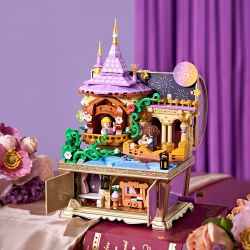 WEKKI 506195 HỘP KHO BÁU ÂM NHẠC NGÀY XỬA XƯA CUỘC HẸN CỦA RAPUNZEL bộ đồ chơi xếp lắp ráp ghép mô hình MUSIC TREASURE BOX TRESSES OF ROMANCE