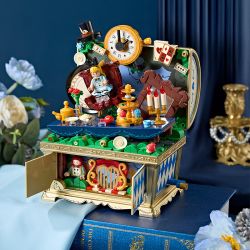 WEKKI 506192 HỘP KHO BÁU ÂM NHẠC NGÀY XỬA XƯA TIỆC TRÀ CỦA ALICE bộ đồ chơi xếp lắp ráp ghép mô hình MUSIC TREASURE BOX MAD TEA-PARTY