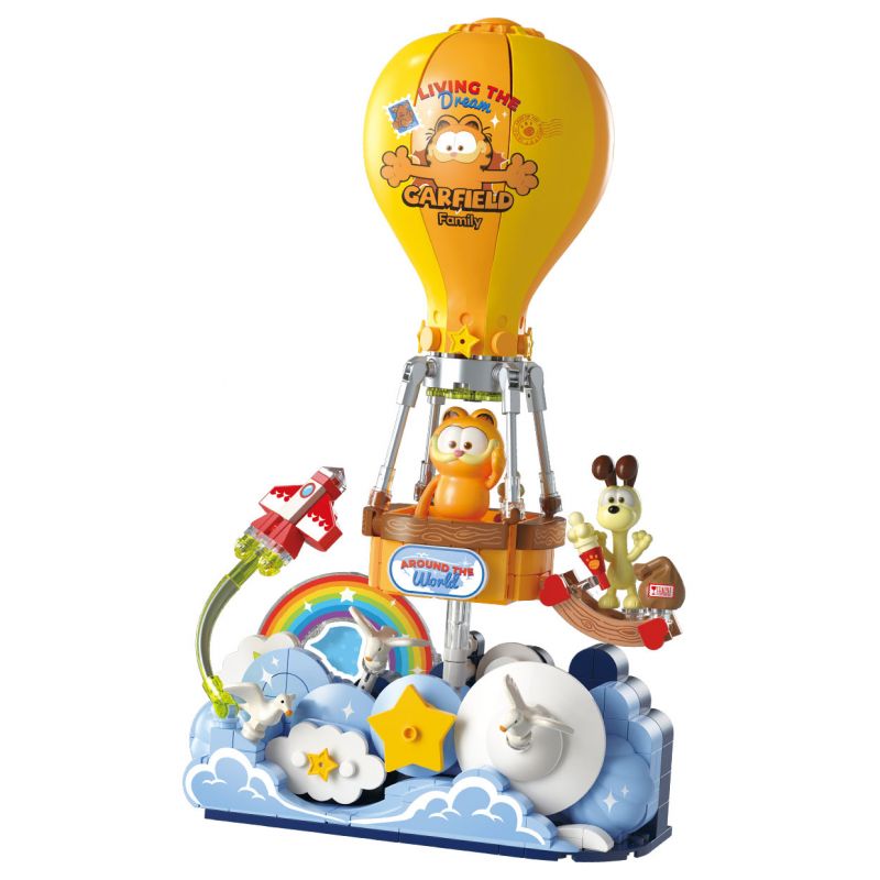 FEMIBOX S44074 44074 GIA ĐÌNH GARFIELD DU LỊCH VÒNG QUANH THẾ GIỚI KHINH KHÍ CẦU TUYỆT VỜI bộ đồ chơi xếp lắp ráp ghép mô hình Movie & Game GARFIELD FAMILY FANCY HOT AIR BALLOON Phim Và Trò Chơi 432 khối