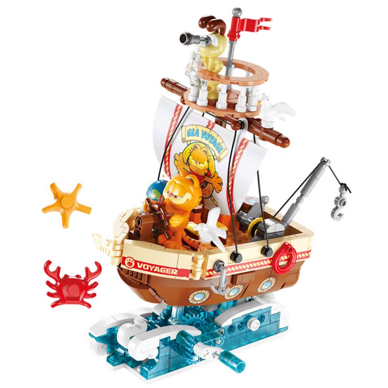 FEMIBOX S44075 44075 GIA ĐÌNH GARFIELD DU LỊCH THẾ GIỚI THUYỀN BUỒM bộ đồ chơi xếp lắp ráp ghép mô hình Movie & Game GARFIELD FAMILY SEAGOING VESSEL Phim Và Trò Chơi 466 khối