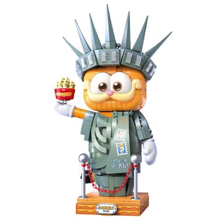 FEMIBOX S44072 44072 GIA ĐÌNH GARFIELD TƯỢNG NỮ THẦN TỰ DO bộ đồ chơi xếp lắp ráp ghép mô hình Movie & Game GARFIELD FAMILY STATUE OF LIBERTY Phim Và Trò Chơi 1033 khối