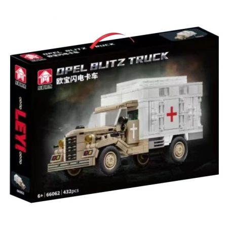 LE YI 66062 XE TẢI SÉT OPEL bộ đồ chơi xếp lắp ráp ghép mô hình Military Army OPEL BLITZ TRUCK Quân Sự Bộ Đội 432 khối