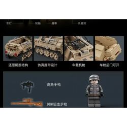 LE YI 66063 XE BỌC THÉP NỬA ĐƯỜNG bộ đồ chơi xếp lắp ráp ghép mô hình Military Army ARMOR HALFTRACK Quân Sự Bộ Đội 562 khối