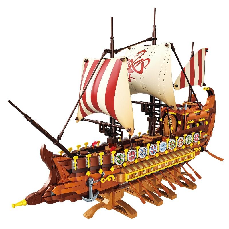 BAKA TECHNOLOGY 33303 TÀU CHIẾN CỔ VIKING bộ đồ chơi xếp lắp ráp ghép mô hình Historical ANCIENT WARSHIP 2073 khối