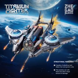 ZHEGAO QJ5474 5474 MÁY BAY CHIẾN ĐẤU TIE bộ đồ chơi xếp lắp ráp ghép mô hình TITANIUM FIGHTER 1001 khối