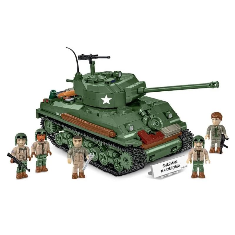 COBI 3118 XE TĂNG SHERMAN M4A2E8 tỷ lệ 1:35 bộ đồ chơi xếp lắp ráp ghép mô hình Military Army SHERMAN M4A2E8(76)W Quân Sự Bộ Đội 865 khối