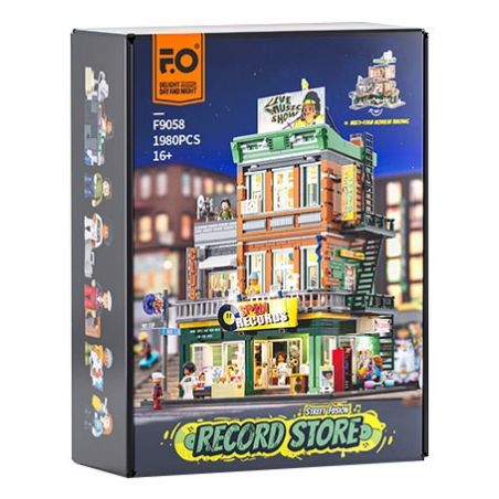 LUMIBRICKS FUNWHOLE F9058 9058 PHỐ MỸ CỬA HÀNG BĂNG ĐĨA bộ đồ chơi xếp lắp ráp ghép mô hình Creator RECORD STORE Sáng Tạo 1980 khối