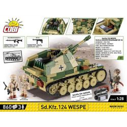 COBI 2598 PHÁO TỰ HÀNH WASP CỦA ĐỨC tỷ lệ 1:28 bộ đồ chơi xếp lắp ráp ghép mô hình Military Army SD.KFZ.124 WESPE - EXECUTIVE EDITION Quân Sự Bộ Đội 855 khối