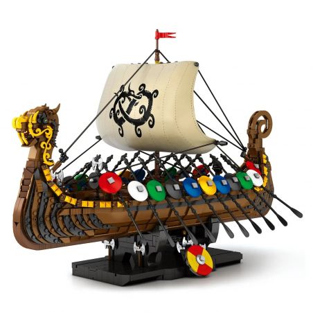 REOBRIX 66101 TÀU DÀI CỦA NGƯỜI VIKING bộ đồ chơi xếp lắp ráp ghép mô hình Historical VIKING LONGSHI 2547 khối