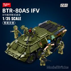 SLUBAN M38-B1251 B1251 1251 M38B1251 38-B1251 XE CHIẾN ĐẤU BÁNH LỐP BTR-80AS IFV tỷ lệ 1:35 bộ đồ chơi xếp lắp ráp ghép mô hình Military Army Quân Sự Bộ Đội 619 khối