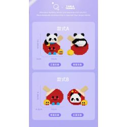 WHAT 6102-1 PING PONG NHÀ VÔ ĐỊCH PANDA bộ đồ chơi xếp lắp ráp ghép mô hình 715 khối