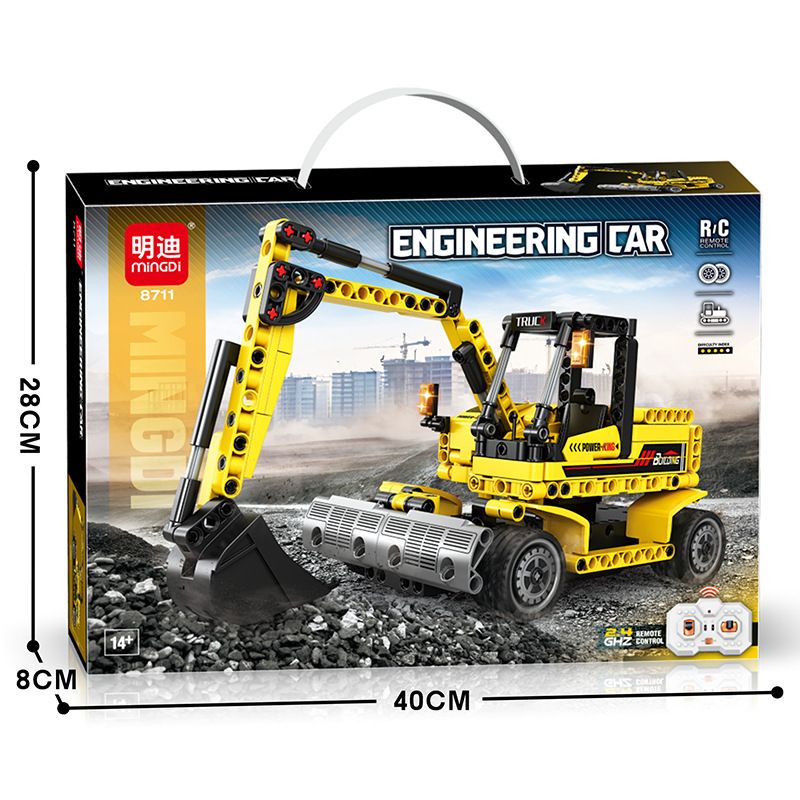 MINGDI LEIBAO 8711 MÁY XÚC BÁNH LỐP ĐIỀU KHIỂN TỪ XA bộ đồ chơi xếp lắp ráp ghép mô hình Technic ENGINEERING CAR Kỹ Thuật Công Nghệ Cao Mô Hình Phương Tiện