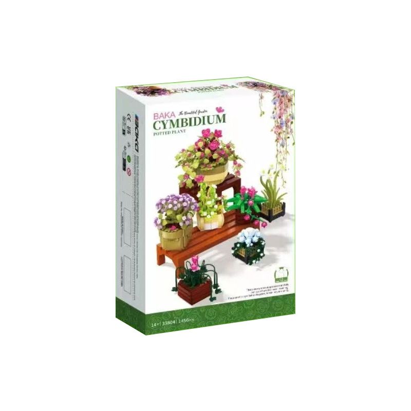 BAKA TECHNOLOGY 33804 CHẬU CÂY PHONG LAN bộ đồ chơi xếp lắp ráp ghép mô hình Creator CYMBIDIUM POTTED PLANT Sáng Tạo 1456 khối