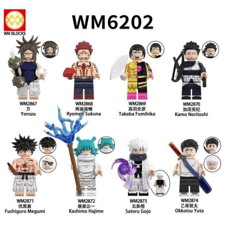 WM 2867 2868 2869 2870 2871 2872 2873 2874 6202 TRẢ LẠI PHÉP THUẬT 8 NHÂN VẬT NHỎ bộ đồ chơi xếp lắp ráp ghép mô hình Movie & Game JUJUTSU KAISEN Phim Và Trò Chơi