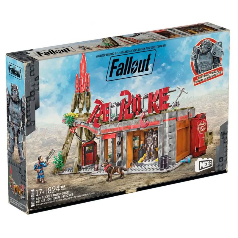 MEGA BLOKS HXT00 BỨC XẠ TRẠM SỬA CHỮA TÊN LỬA ĐỎ bộ đồ chơi xếp lắp ráp ghép mô hình Movie & Game FALLOUT RED ROCKET Phim Và Trò Chơi 824 khối