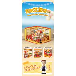 WEKKI 516415 CHERRY NHỎ BALLS NGÔI NHÀ STACK CỬA HÀNG BURGER HUAMOU bộ đồ chơi xếp lắp ráp ghép mô hình Movie & Game Phim Và Trò Chơi 216 khối