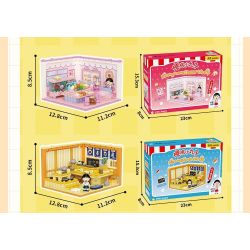 WEKKI 516415 CHERRY NHỎ BALLS NGÔI NHÀ STACK CỬA HÀNG BURGER HUAMOU bộ đồ chơi xếp lắp ráp ghép mô hình Movie & Game Phim Và Trò Chơi 216 khối