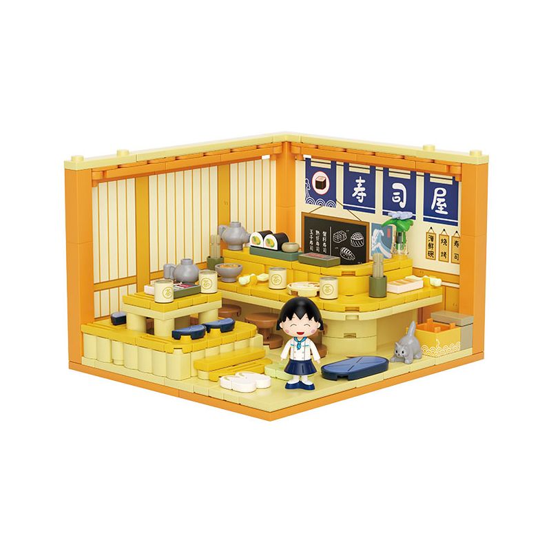 WEKKI 516417 NGÔI NHÀ JENGA THƠM NGON CỦA CHIBI MARUKO-CHAN HÀNG SUSHI bộ đồ chơi xếp lắp ráp ghép mô hình Movie & Game Phim Và Trò Chơi 206 khối