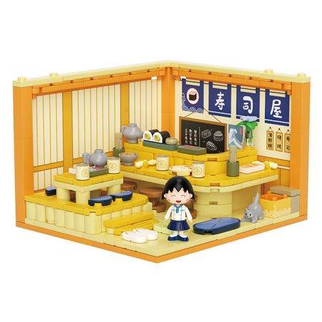 WEKKI 516417 NGÔI NHÀ JENGA THƠM NGON CỦA CHIBI MARUKO-CHAN HÀNG SUSHI bộ đồ chơi xếp lắp ráp ghép mô hình Movie & Game Phim Và Trò Chơi 206 khối