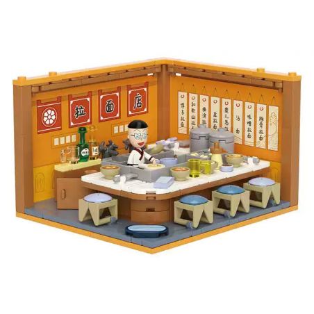 WEKKI 516418 CHERRY NHỎ BALLS NGÔI NHÀ STACK MARU TAILING NOODLE SHOP bộ đồ chơi xếp lắp ráp ghép mô hình Movie & Game Phim Và Trò Chơi 191 khối