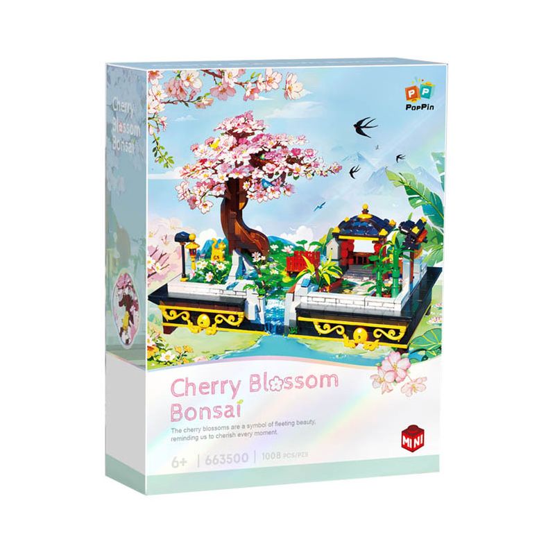 ZHEGAO 663500 ANH ĐÀO bộ đồ chơi xếp lắp ráp ghép mô hình CHERRY BLOSSOM BONSAI 1008 khối