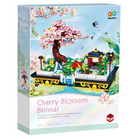 ZHEGAO 663500 ANH ĐÀO bộ đồ chơi xếp lắp ráp ghép mô hình CHERRY BLOSSOM BONSAI 1008 khối