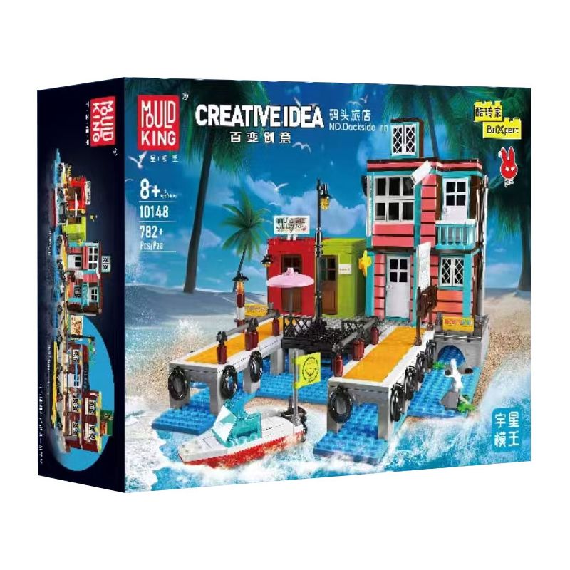 MouldKing 10148 Mould King 10148 KHÁCH SẠN BẾN TÀU bộ đồ chơi xếp lắp ráp ghép mô hình City DOCKSIDE INN Thành Phố 782 khối