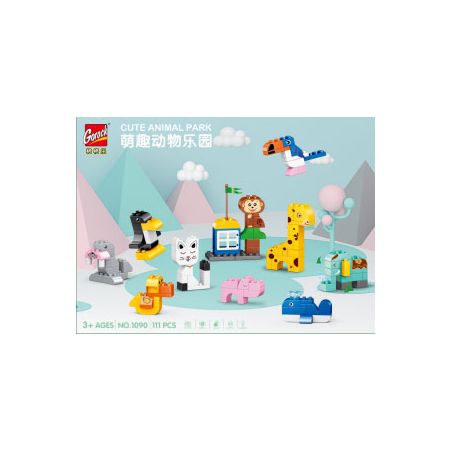 GOROCK 1090 CÔNG VIÊN ĐỘNG VẬT DỄ THƯƠNG bộ đồ chơi xếp lắp ráp ghép mô hình Duplo Khối Lớn 111 khối