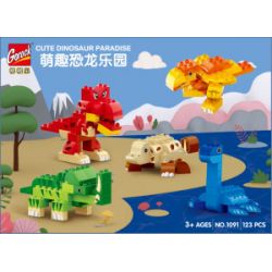 GOROCK 1091 CÔNG VIÊN KHỦNG LONG DỄ THƯƠNG bộ đồ chơi xếp lắp ráp ghép mô hình Duplo Khối Lớn 123 khối