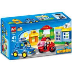 GOROCK 1036 SỞ CẢNH SÁT THÀNH THỊ bộ đồ chơi xếp lắp ráp ghép mô hình Duplo Khối Lớn 41 khối