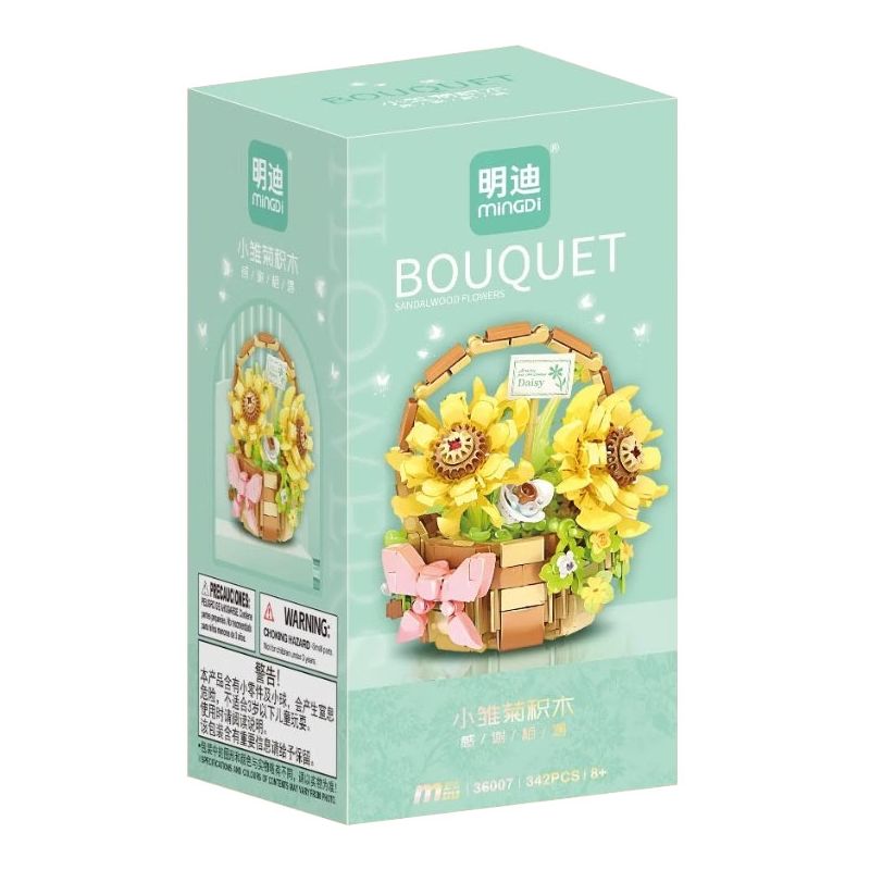 MINGDI LEIBAO 36007 LẴNG HOA CÚC NHỎ MÀU XANH bộ đồ chơi xếp lắp ráp ghép mô hình Creator BOUQUET Sáng Tạo 342 khối