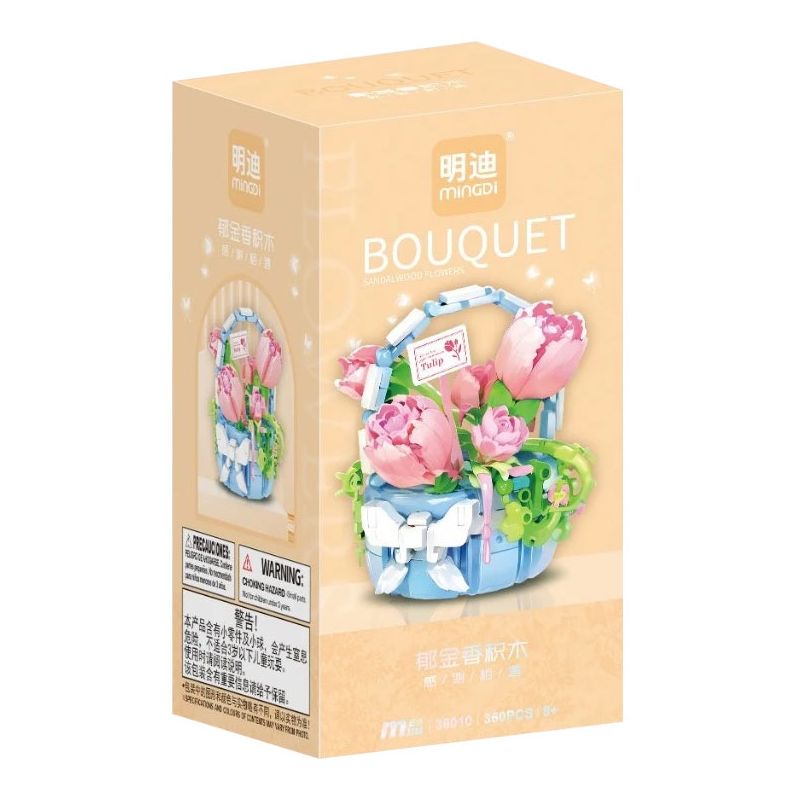 MINGDI LEIBAO 36010 LẴNG HOA TULIP MÀU XANH bộ đồ chơi xếp lắp ráp ghép mô hình Creator BOUQUET Sáng Tạo 350 khối