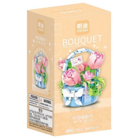 MINGDI LEIBAO 36010 LẴNG HOA TULIP MÀU XANH bộ đồ chơi xếp lắp ráp ghép mô hình Creator BOUQUET Sáng Tạo 350 khối