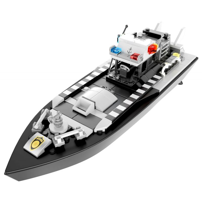 DIY V103 HAI -TRONG MỘT CHIẾC THUYỀN KIỂM SOÁT TỪ XA CỦA CẢNH SÁT THÀNH PHỐ bộ đồ chơi xếp lắp ráp ghép mô hình 162 khối