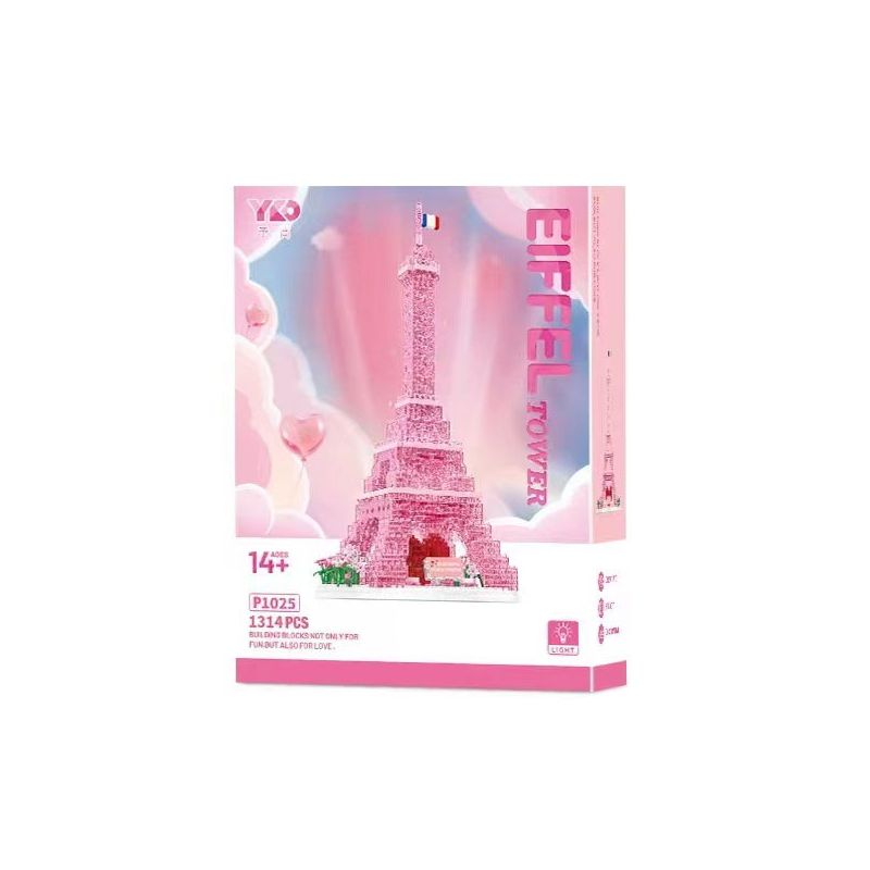 PRELIMINARY P1025 1025 THÁP PARIS TRONG SUỐT MÀU HỒNG bộ đồ chơi xếp lắp ráp ghép mô hình 1314 khối
