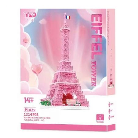 PRELIMINARY P1025 1025 THÁP PARIS TRONG SUỐT MÀU HỒNG bộ đồ chơi xếp lắp ráp ghép mô hình 1314 khối