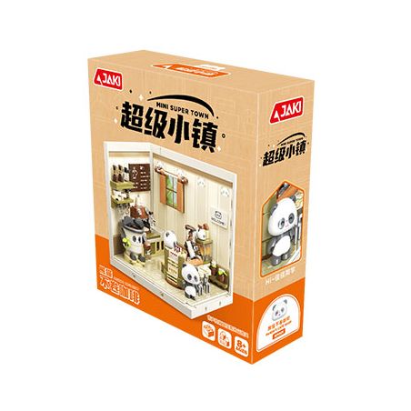 JAKI FK001 SUPER TOWN PANDA KHÔNG LĂN CÀ PHÊ STACKING HOUSE bộ đồ chơi xếp lắp ráp ghép mô hình PANDA'S CAFE SHOP