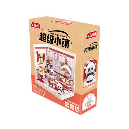 JAKI FK002 SUPER TOWN PANDA WOW CAKE STACKING HOUSE bộ đồ chơi xếp lắp ráp ghép mô hình PANDA'S DESSERT SHOP
