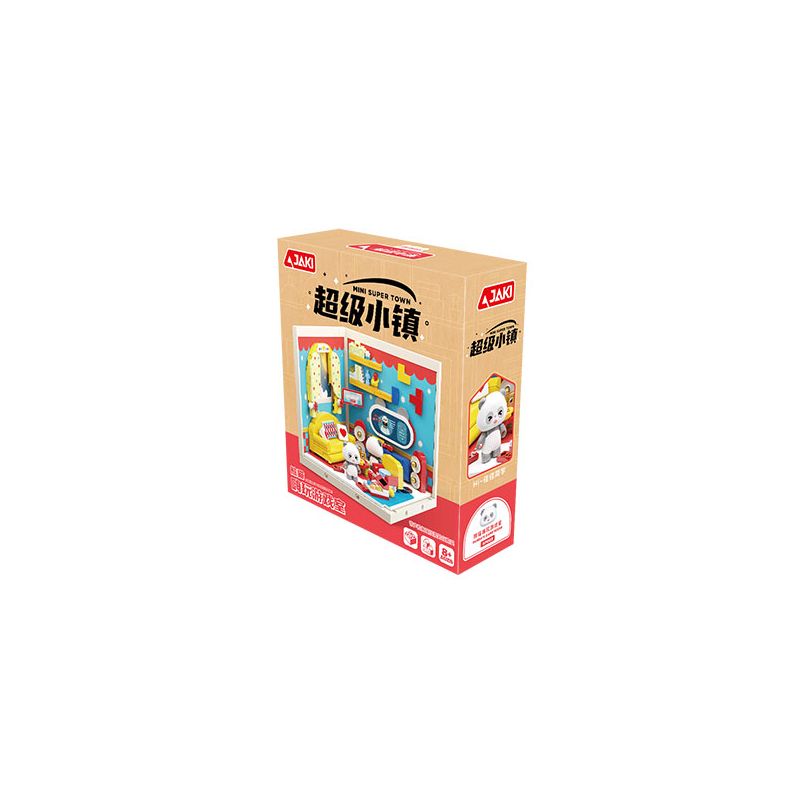 JAKI FK003 SUPER TOWN PANDA HI CHƠI NHÀ XẾP PHÒNG TRÒ bộ đồ chơi xếp lắp ráp ghép mô hình PANDA'S GAME ROOM