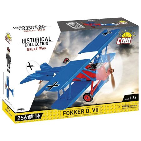 COBI 2994 FOCHIA D.VII tỷ lệ 1:32 bộ đồ chơi xếp lắp ráp ghép mô hình Military Army FOKKER D.VII Quân Sự Bộ Đội 255 khối