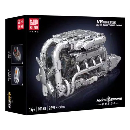 MouldKing 10168 Mould King 10168 ĐỘNG CƠ TĂNG ÁP KÉP V8 bộ đồ chơi xếp lắp ráp ghép mô hình Technic V8 TMIN-TURBO ENGINE Kỹ Thuật Công Nghệ Cao Mô Hình Phương Tiện 2899 khối